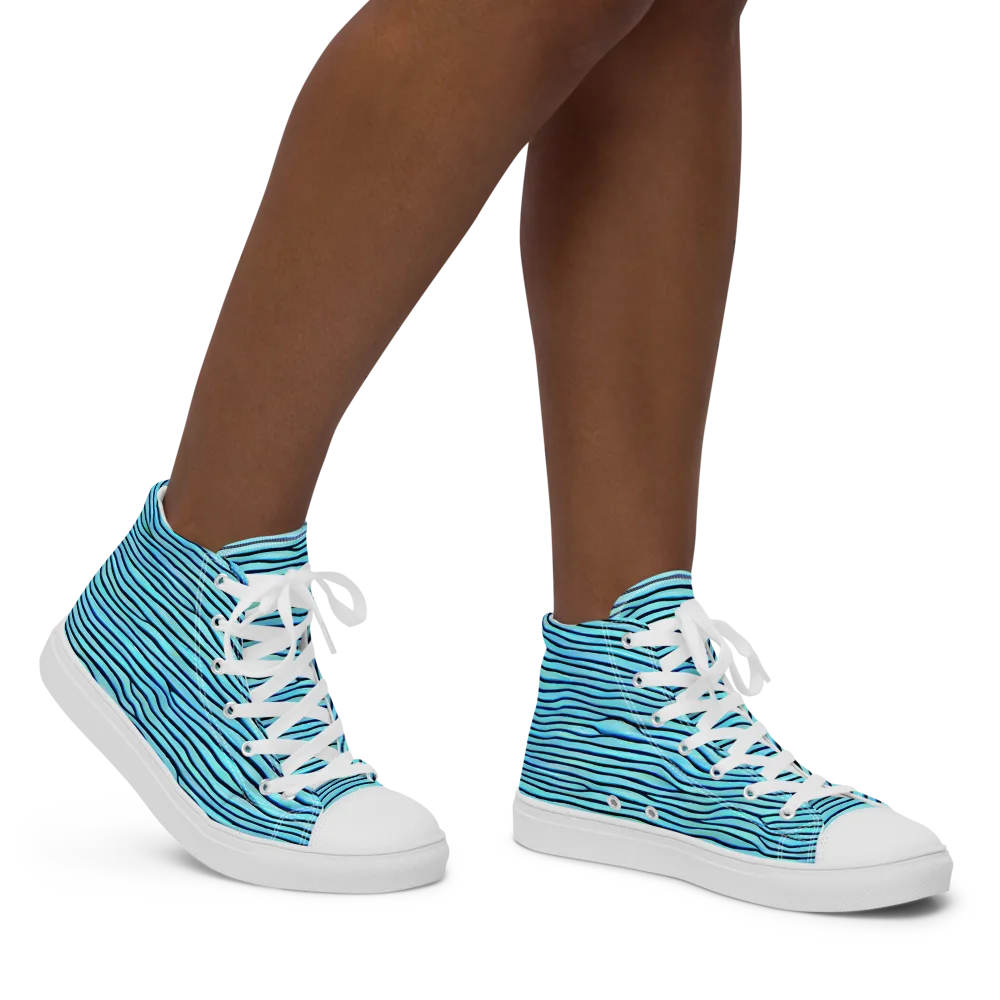 Aqua Drift on Women's High Top Canvas Shoes — Right