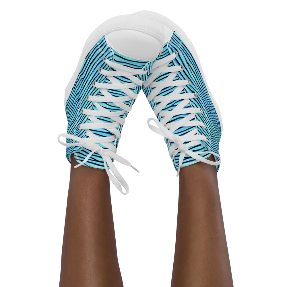 Aqua Drift on Women's High Top Canvas Shoes — Front