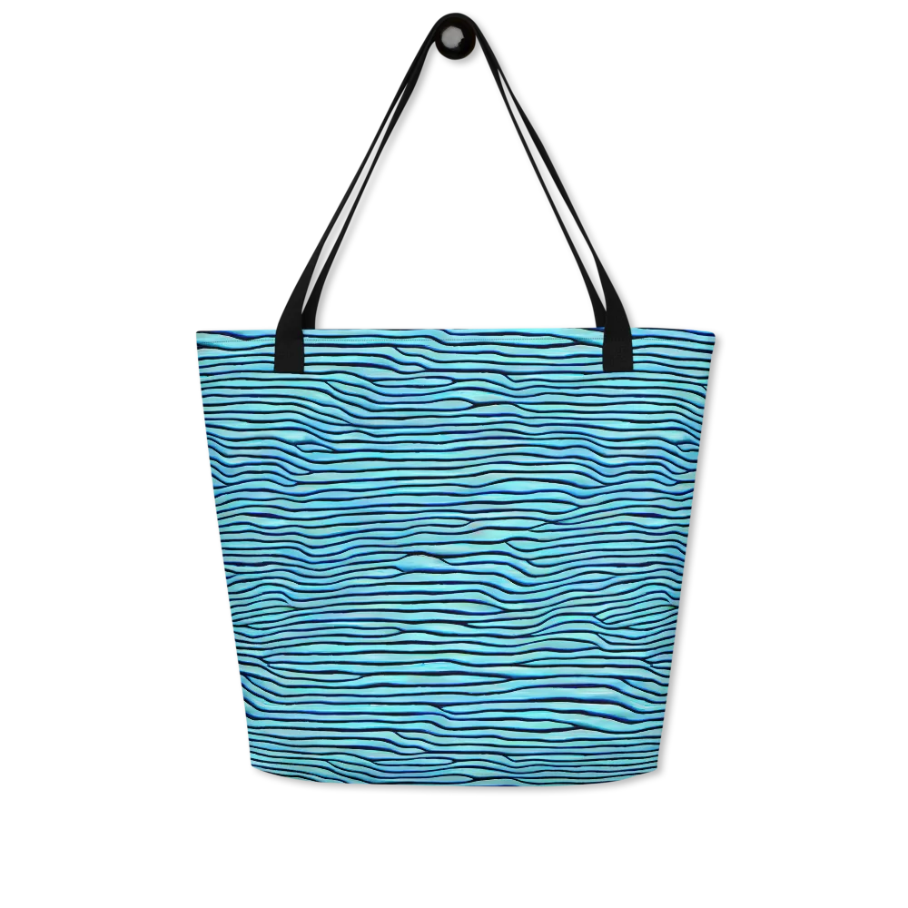 Aqua Drift on Large Tote Bag W/ Pocket — Front
