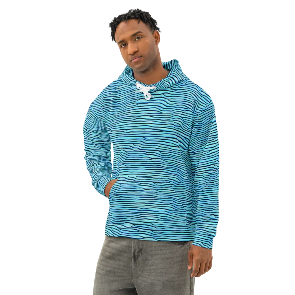 Aqua Drift on Cotton Hoodie — Left Front