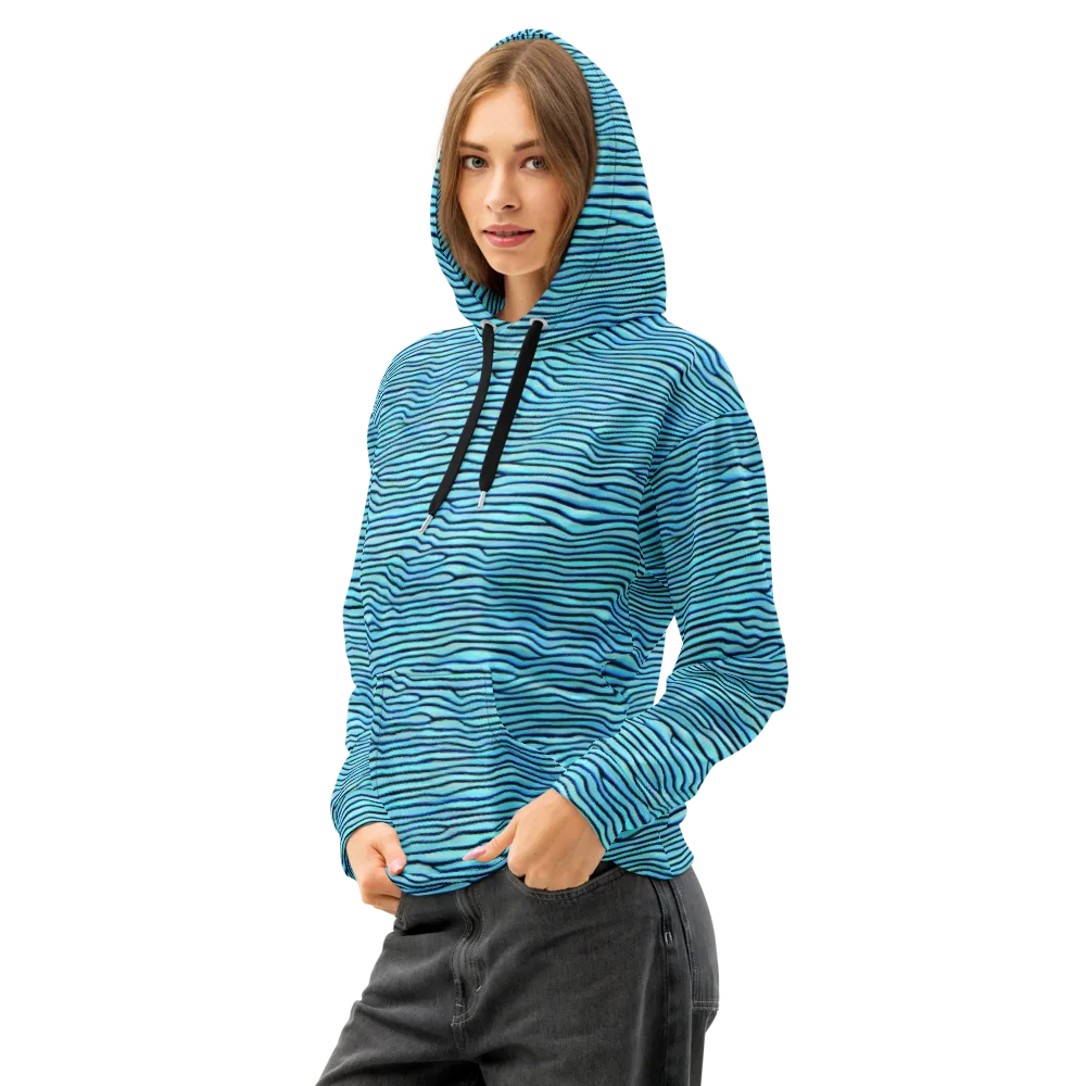 Aqua Drift on Cotton Hoodie — Left Front