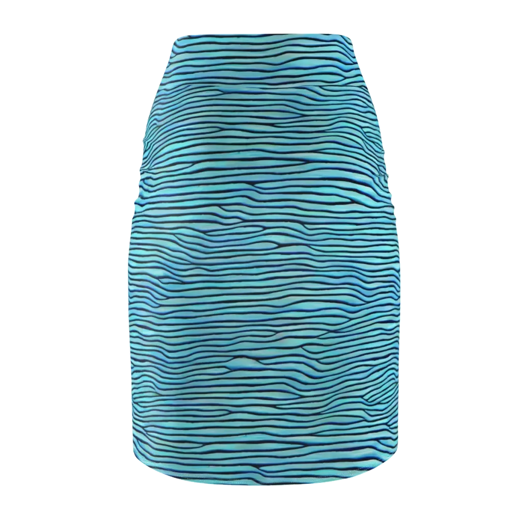 Aqua Drift on Pencil Skirt — Back