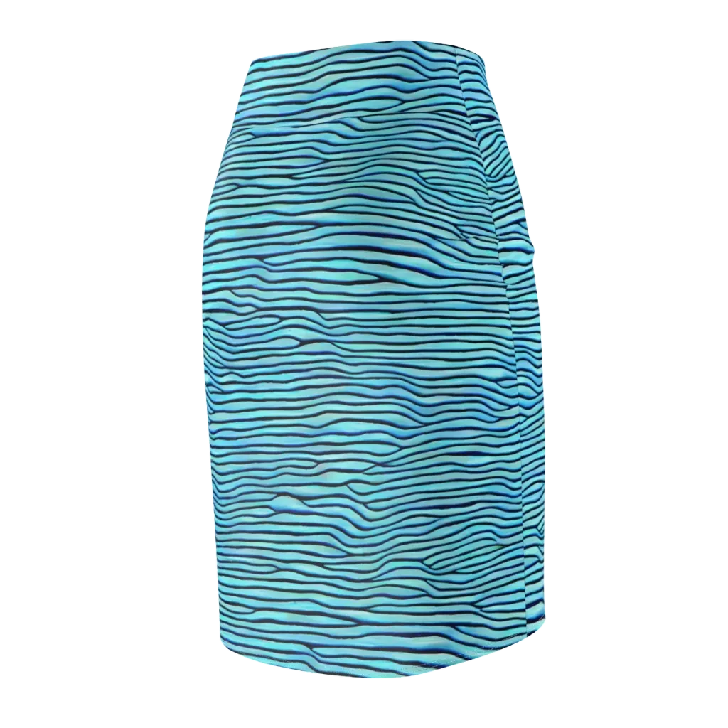 Aqua Drift on Pencil Skirt — Back Side