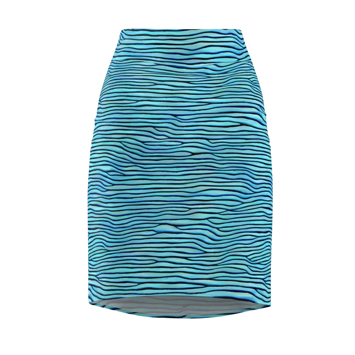 Aqua Drift on Pencil Skirt — Front