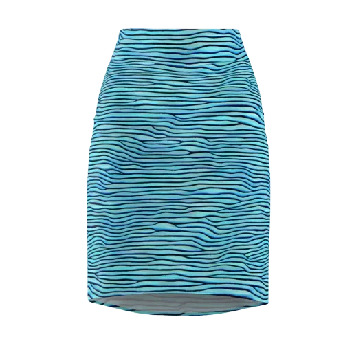 Aqua Drift on a Pencil Skirt