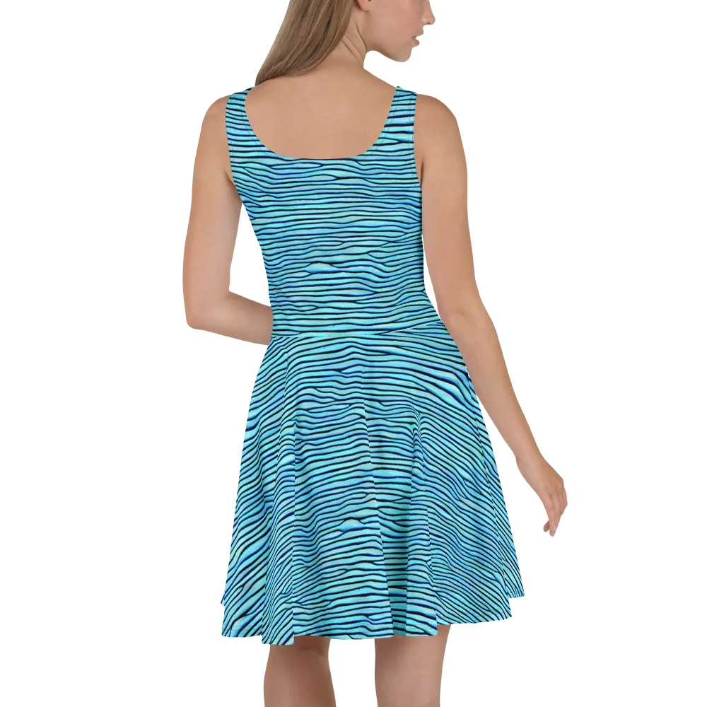 Aqua Drift on Skater Dress — Back