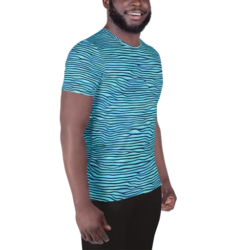 Aqua Drift on a Men's Athletic T-Shirt