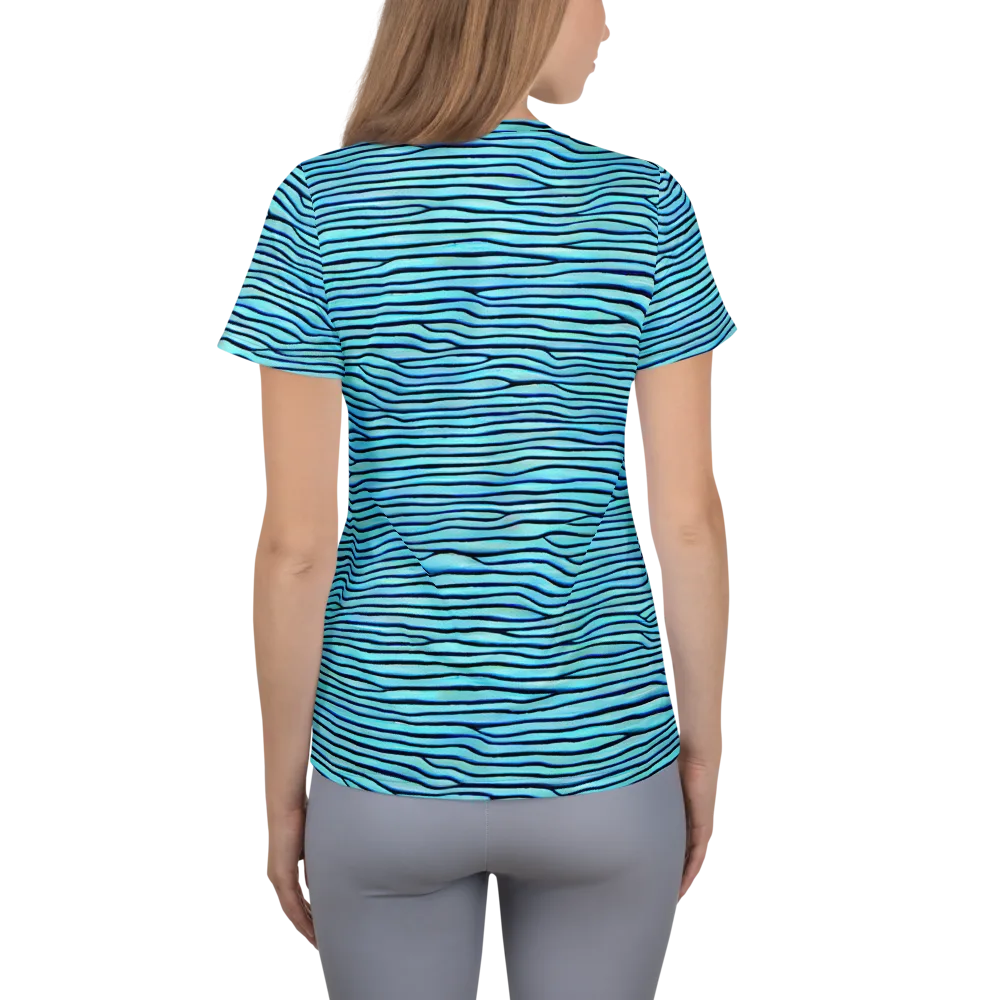 Aqua Drift on Women's Athletic T-Shirt — Back
