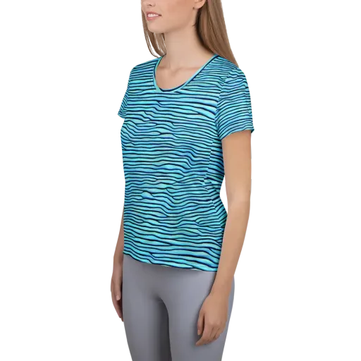 Aqua Drift on a Women's Athletic T-Shirt
