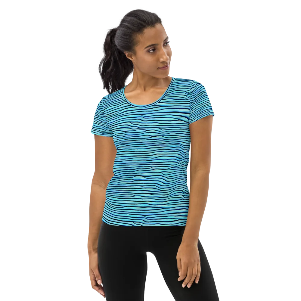 Aqua Drift on Women's Athletic T-Shirt — Front
