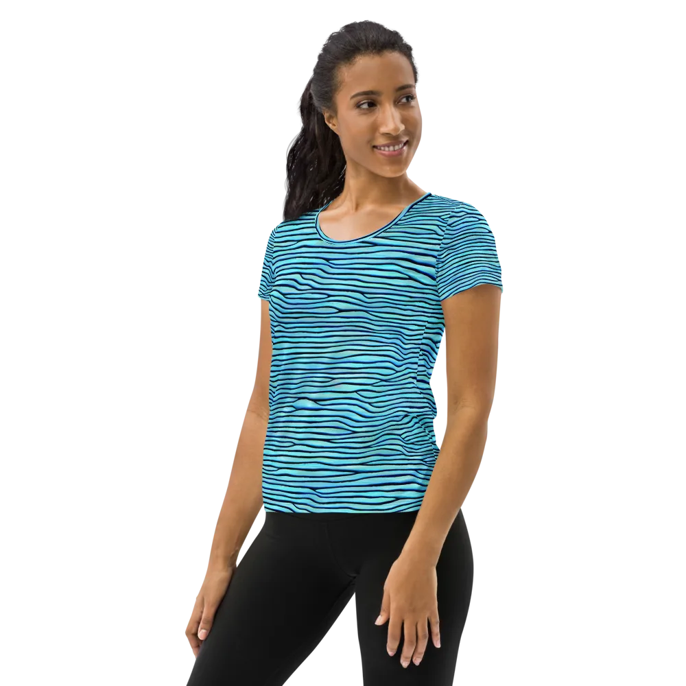 Aqua Drift on Women's Athletic T-Shirt — Left