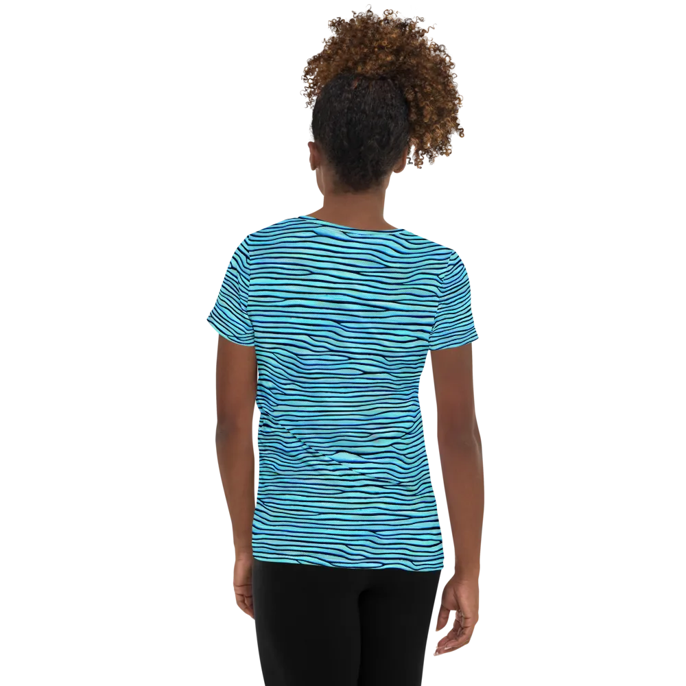 Aqua Drift on Women's Athletic T-Shirt — Back