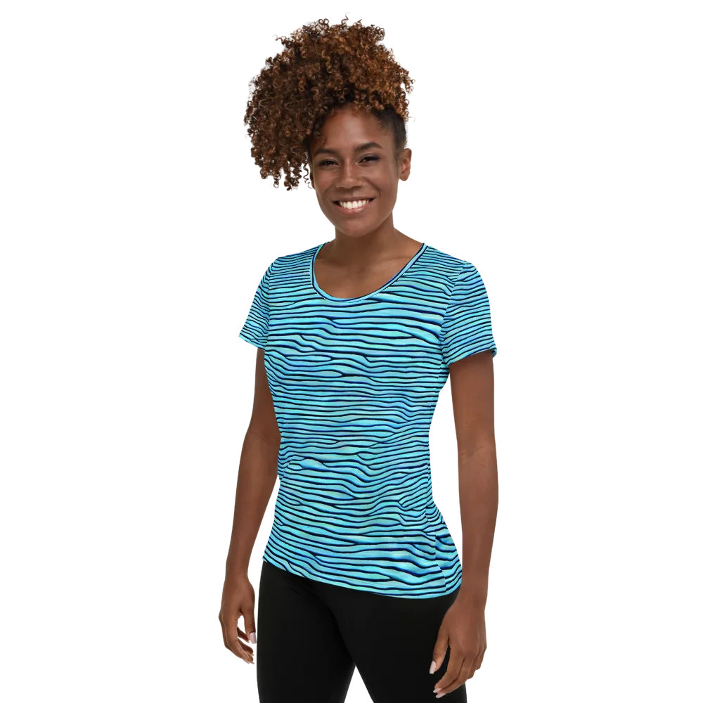 Aqua Drift on Women's Athletic T-Shirt — Left