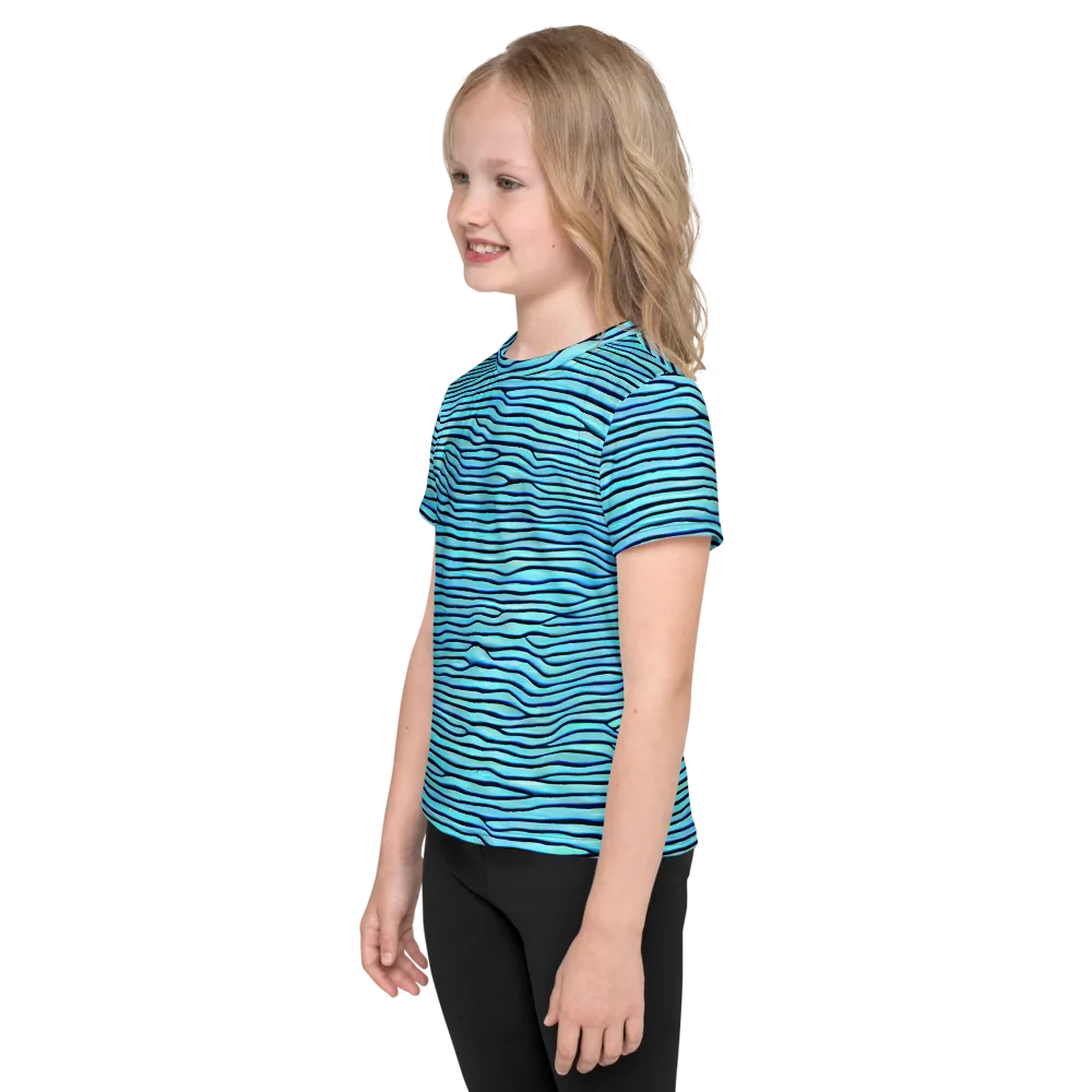 Aqua Drift on Kids Crew Neck T-Shirt — Left