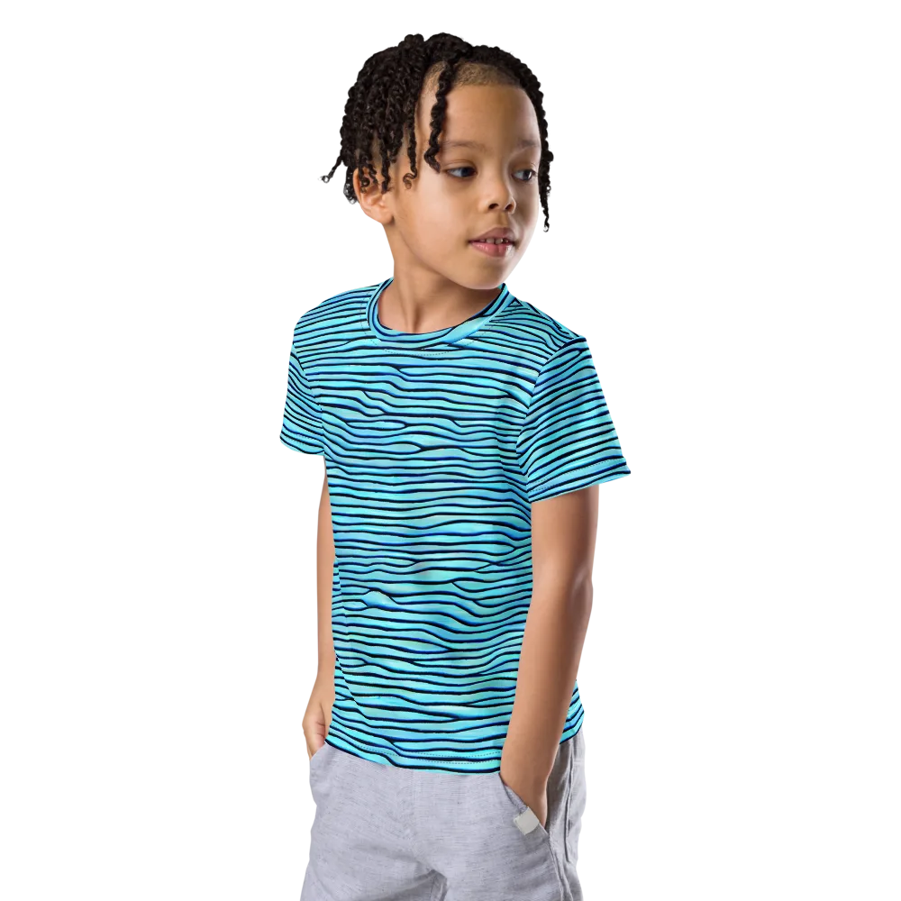 Aqua Drift on Kids Crew Neck T-Shirt — Left Front