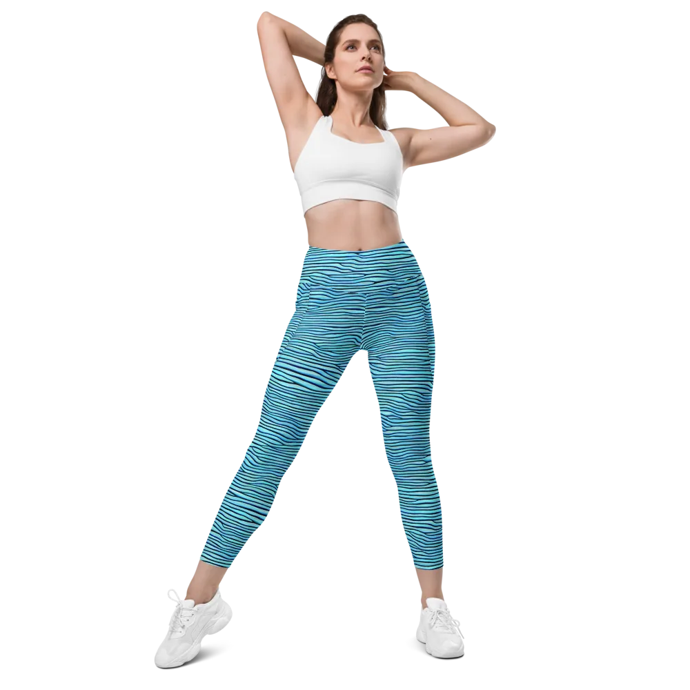 Aqua Drift on Leggings with Pockets — Front
