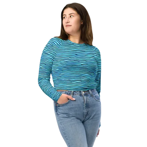Aqua Drift on a Long Sleeve Crop Top