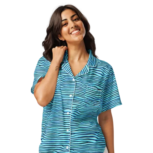 Aqua Drift on a Women's Short Sleeve Pajama Top