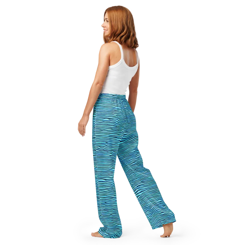 Aqua Drift on Women's Pajama Pants — Back