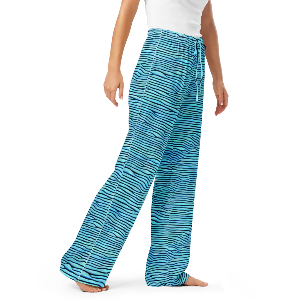Aqua Drift on Women's Pajama Pants — Right Front