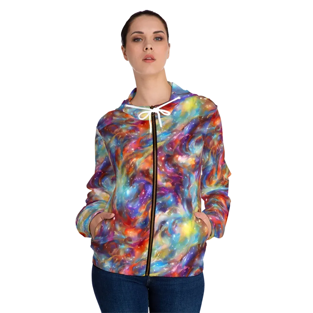 Esao's Eddies on Women's Full-Zip Hoodie — Front On Person