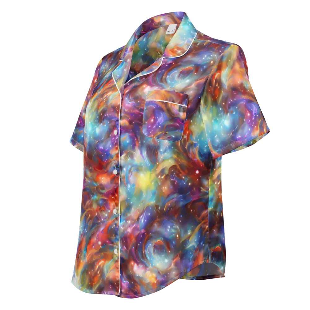 Esao's Eddies on Women's Short Sleeve Pajama Top — Left Front