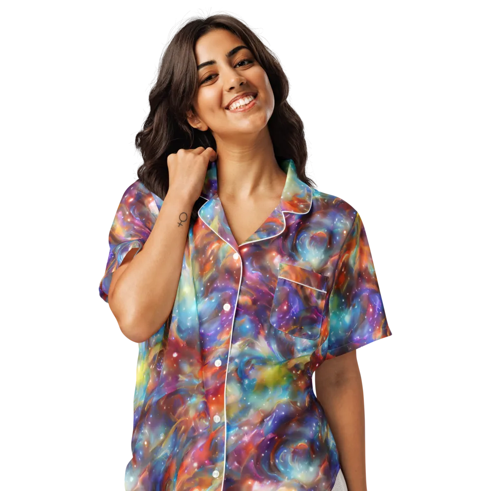 Esao's Eddies on Women's Short Sleeve Pajama Top — Front
