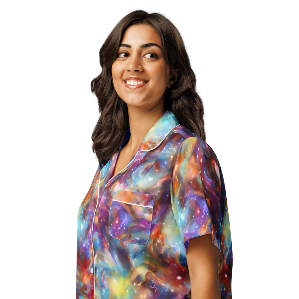 Esao's Eddies on Women's Short Sleeve Pajama Top — Left Front