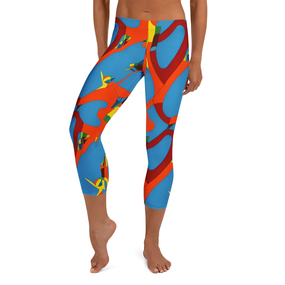 Fire Ocean Fusion on Capri Leggings — Front