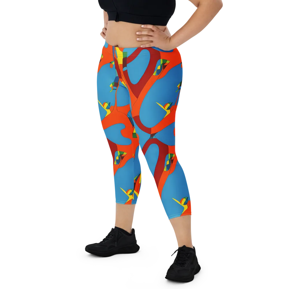 Fire Ocean Fusion on Capri Leggings — Front
