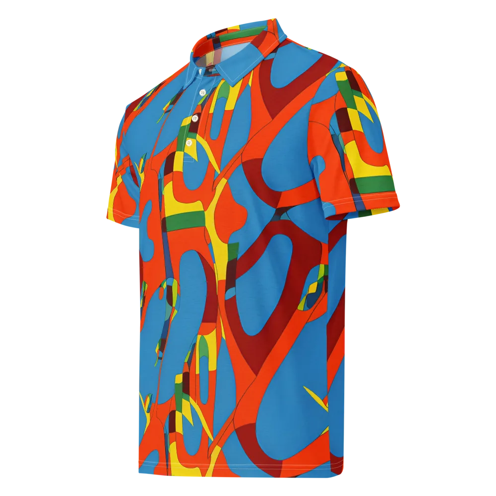 Fire Ocean Fusion on Men's Slim Fit Polo Shirt — Left Front