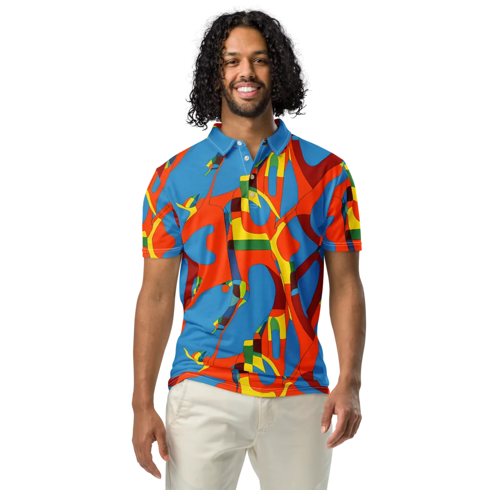 Fire Ocean Fusion on Men's Slim Fit Polo Shirt — Front