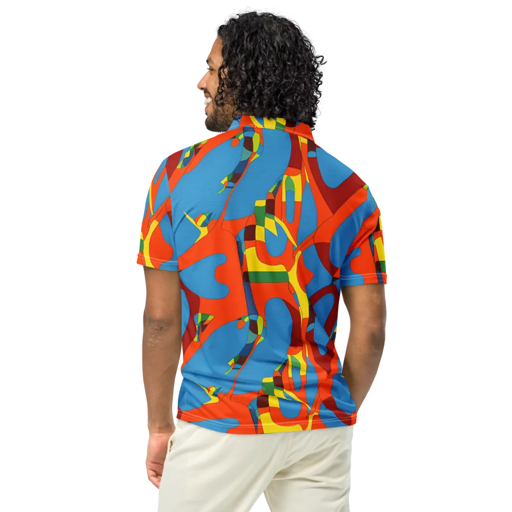Fire Ocean Fusion on Men's Slim Fit Polo Shirt — Back