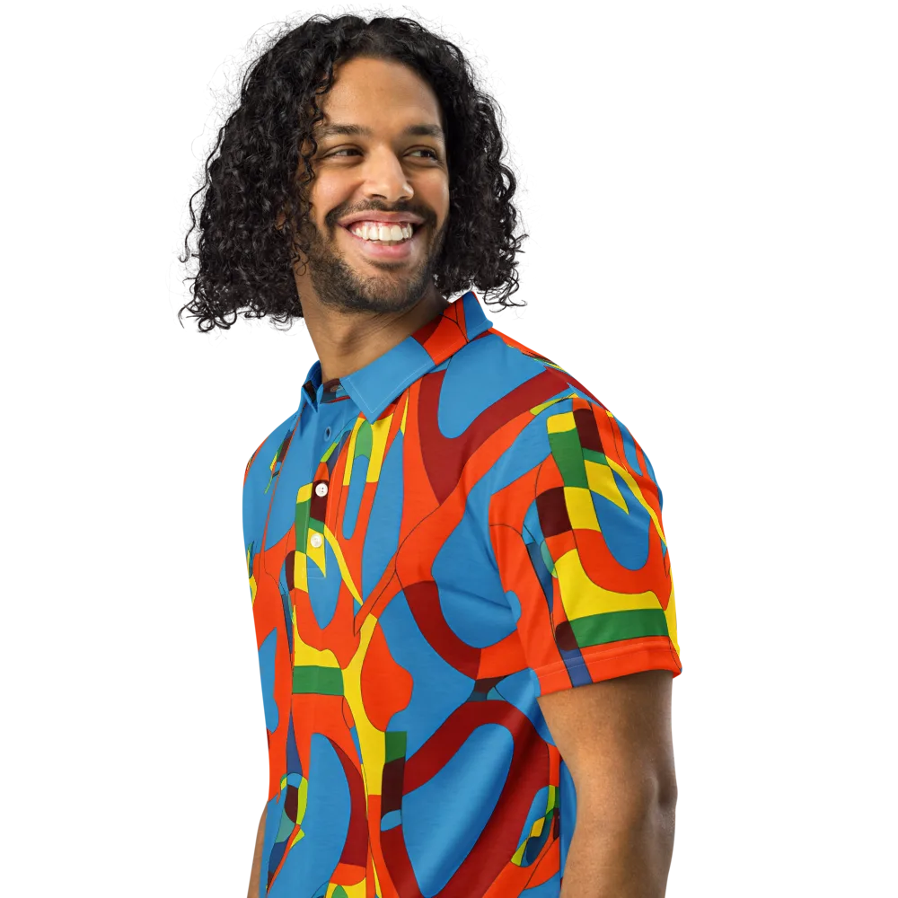 Fire Ocean Fusion on Men's Slim Fit Polo Shirt — Left Front