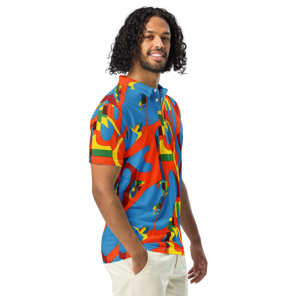 Fire Ocean Fusion on Men's Slim Fit Polo Shirt — Right Front