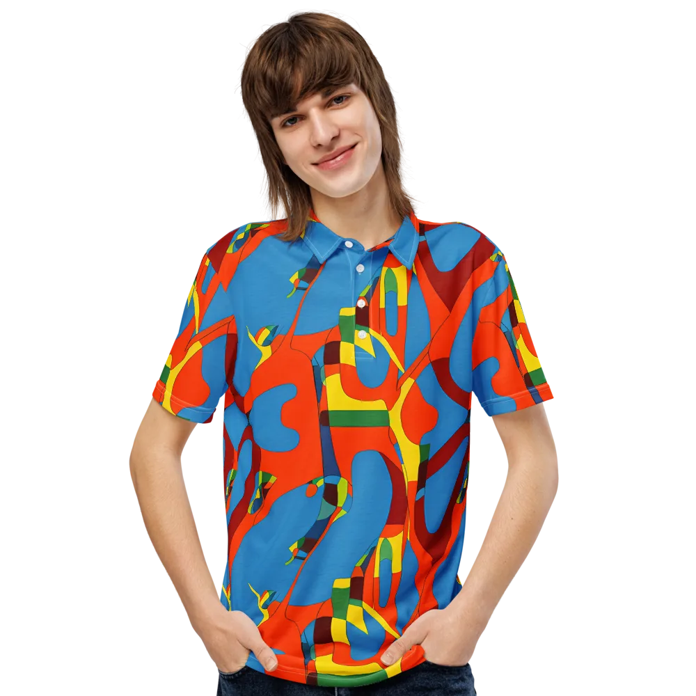 Fire Ocean Fusion on Men's Slim Fit Polo Shirt — Front
