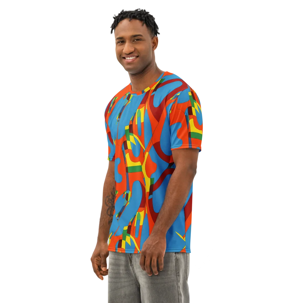Fire Ocean Fusion on Men's Cotton Crew Neck T-Shirt — Left Front