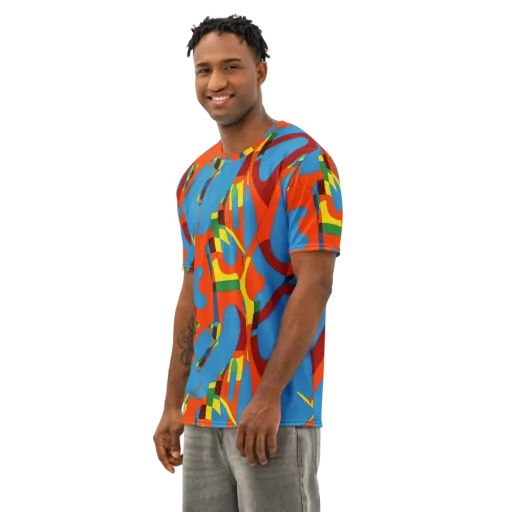 Fire Ocean Fusion on a Men's Cotton Crew Neck T-Shirt