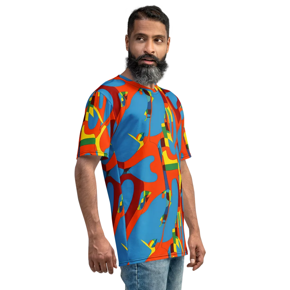 Fire Ocean Fusion on Men's Crew Neck T-Shirt — Right