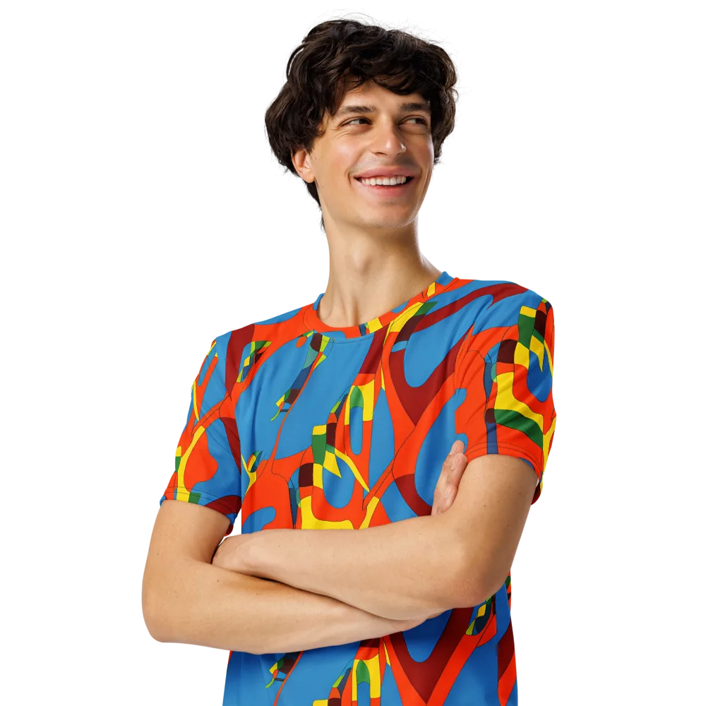 Fire Ocean Fusion on Men's Crew Neck T-Shirt — Left Front