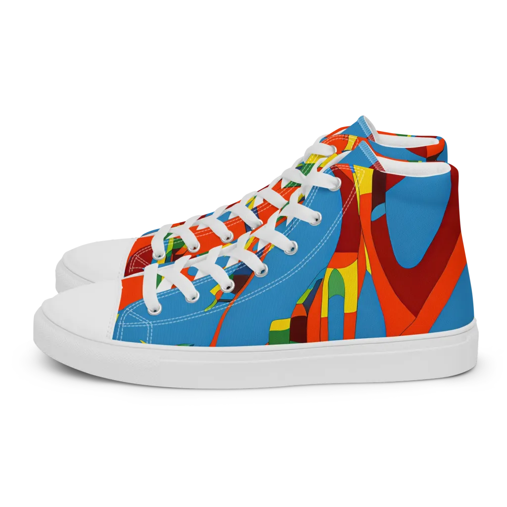 Fire Ocean Fusion on Men's High Top Canvas Shoes — Left