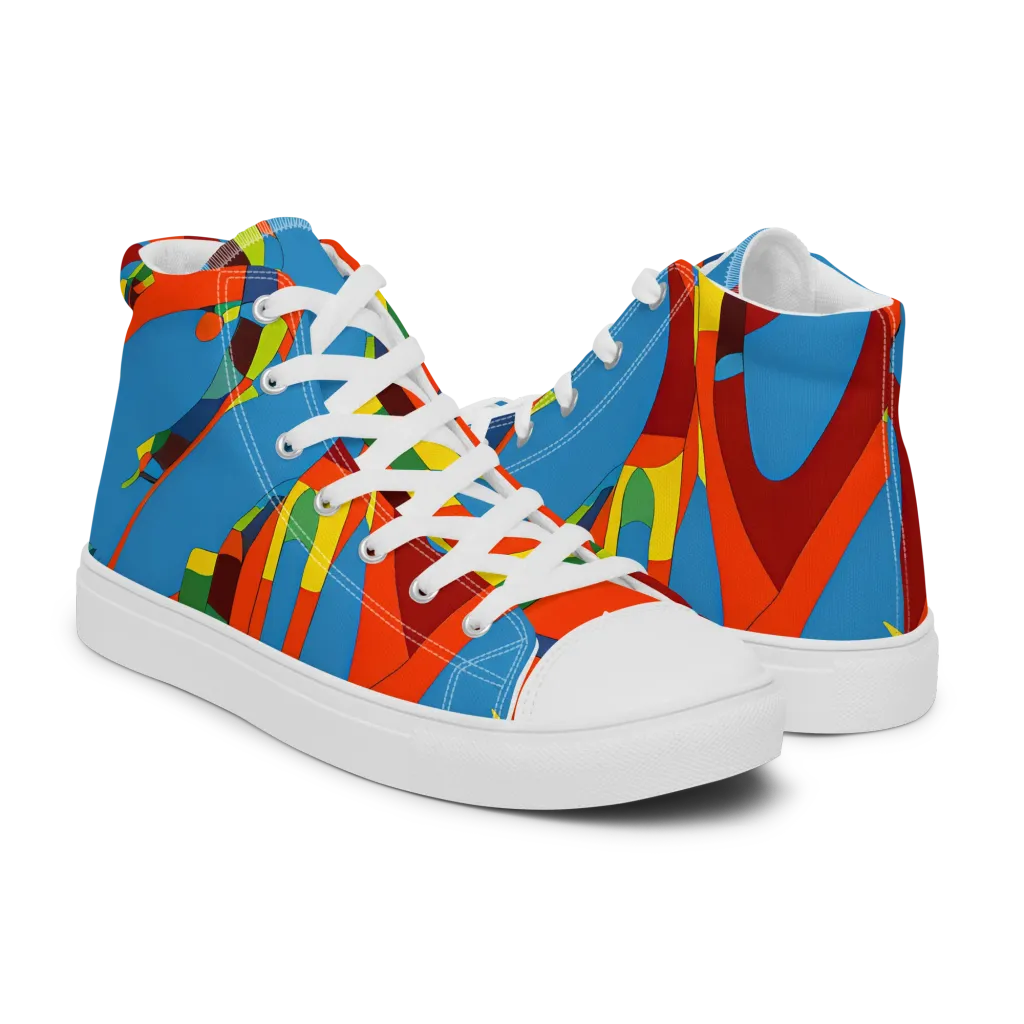 Fire Ocean Fusion on Men's High Top Canvas Shoes — Right