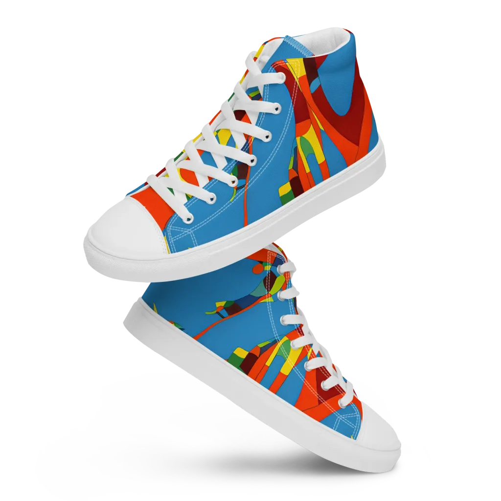 Fire Ocean Fusion on Men's High Top Canvas Shoes — Front