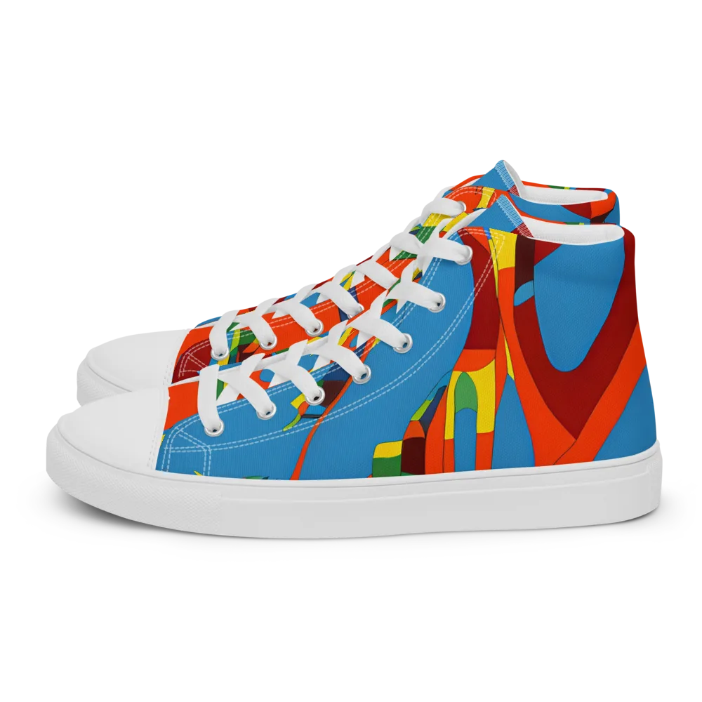 Fire Ocean Fusion on Women's High Top Canvas Shoes — Left