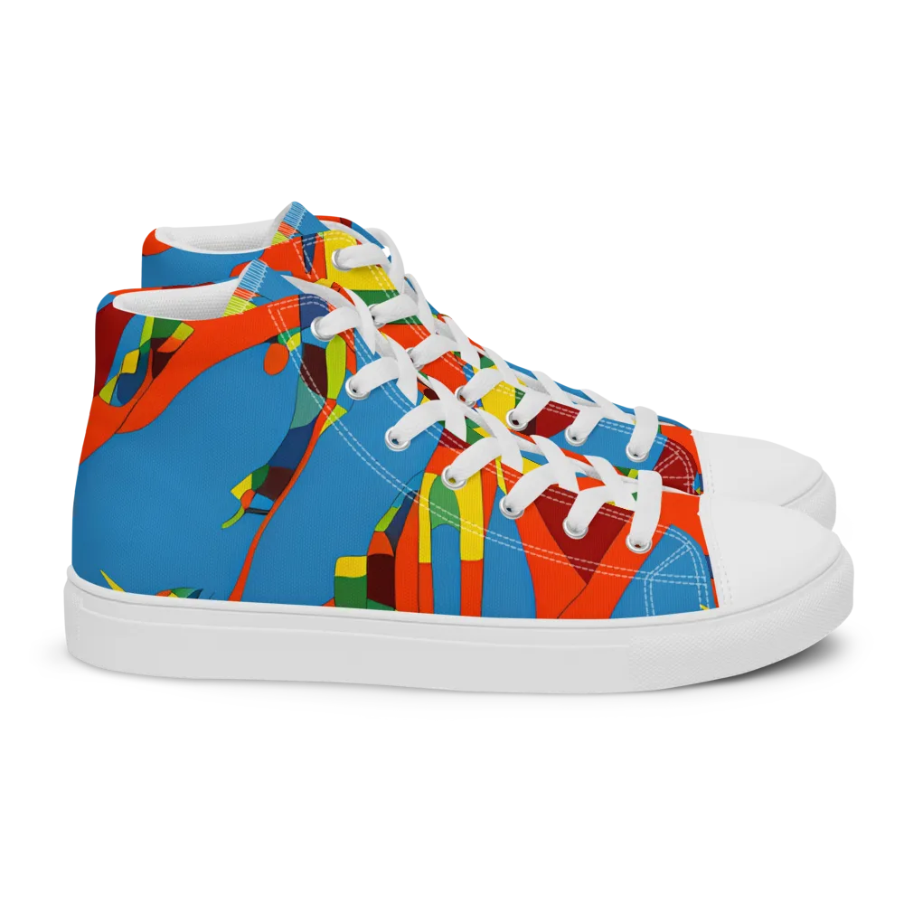 Fire Ocean Fusion on Women's High Top Canvas Shoes — Right