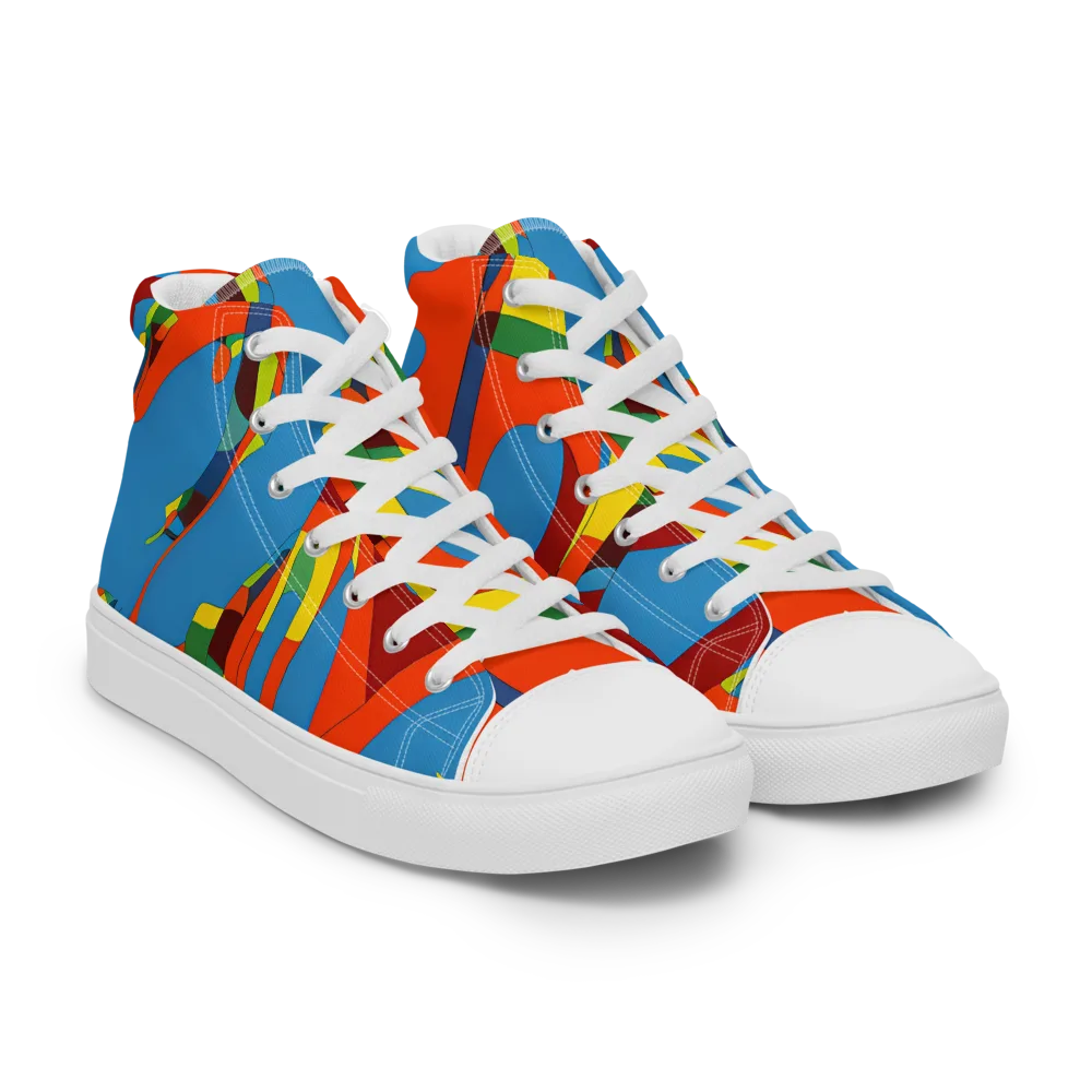 Fire Ocean Fusion on Women's High Top Canvas Shoes — Right Front