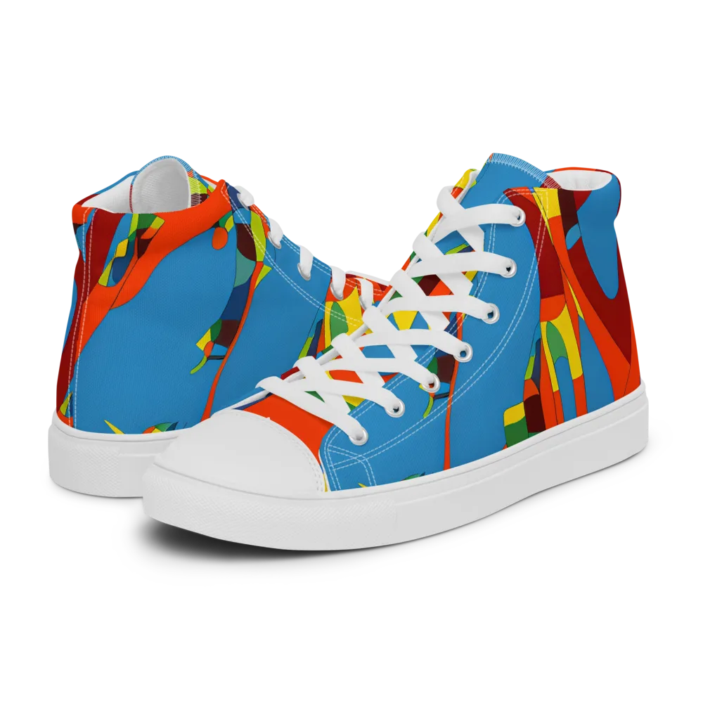 Fire Ocean Fusion on Women's High Top Canvas Shoes — Left