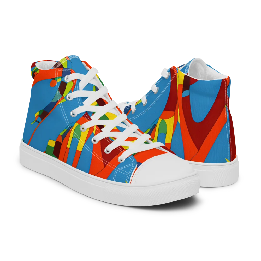 Fire Ocean Fusion on Women's High Top Canvas Shoes — Right