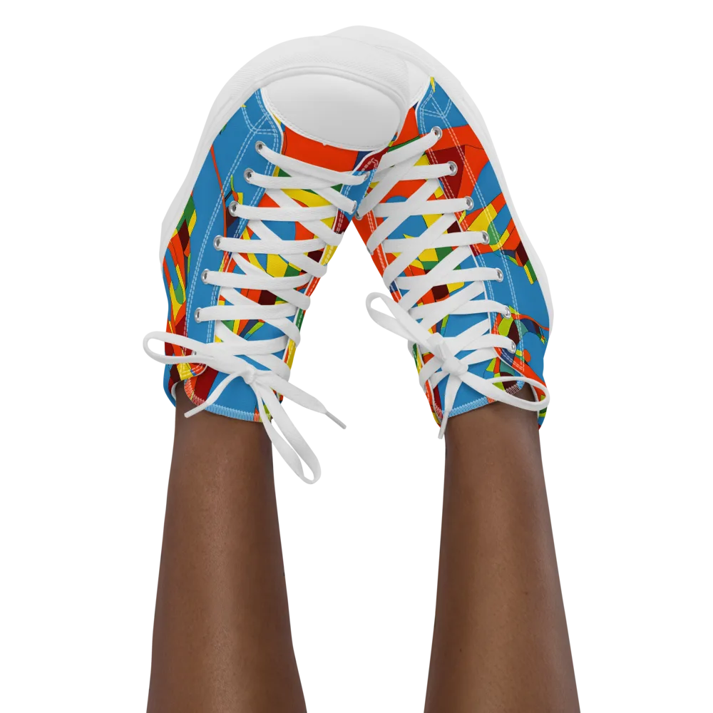 Fire Ocean Fusion on Women's High Top Canvas Shoes — Front