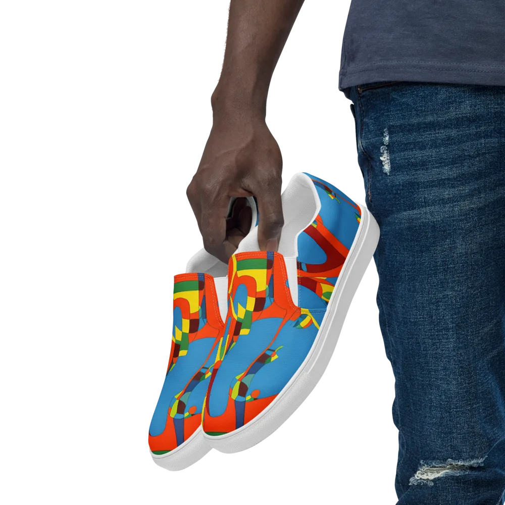 Fire Ocean Fusion on Men's Slip-On Canvas Shoes — Left Front